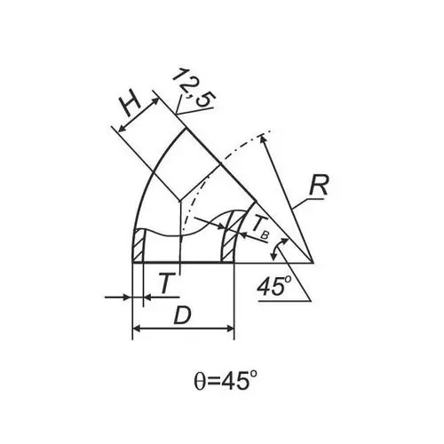 Отводы 45 в ВУС 350x355.6x8 мм 09Г2С ГОСТ 17375-2001