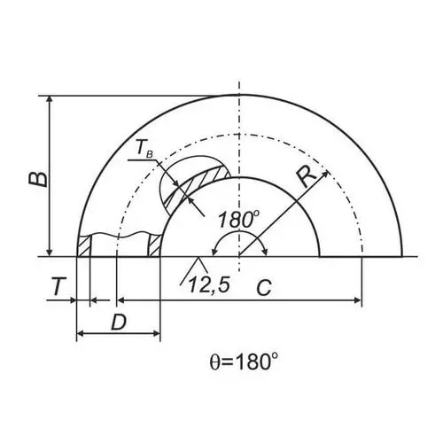 Отводы 180 в ВУС 700x720x30 мм 09Г2С ГОСТ 17375-2001