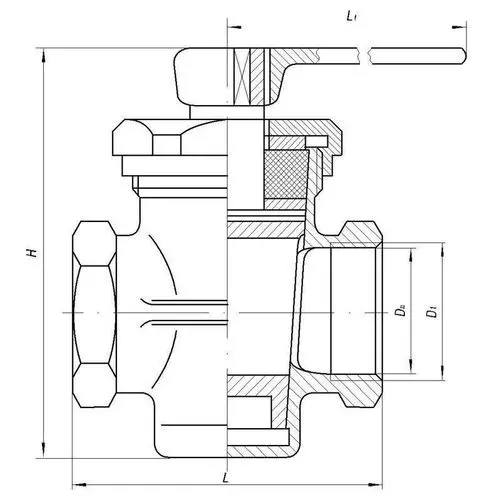 Кран латунный проходной муфтовый сальниковый 10Dn 536-0301 (ИТШЛ.49174201)